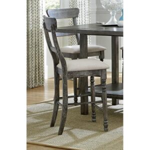 Set of two chairsLinen colored upholstered seatsWeathered Pepper distressed frame finish