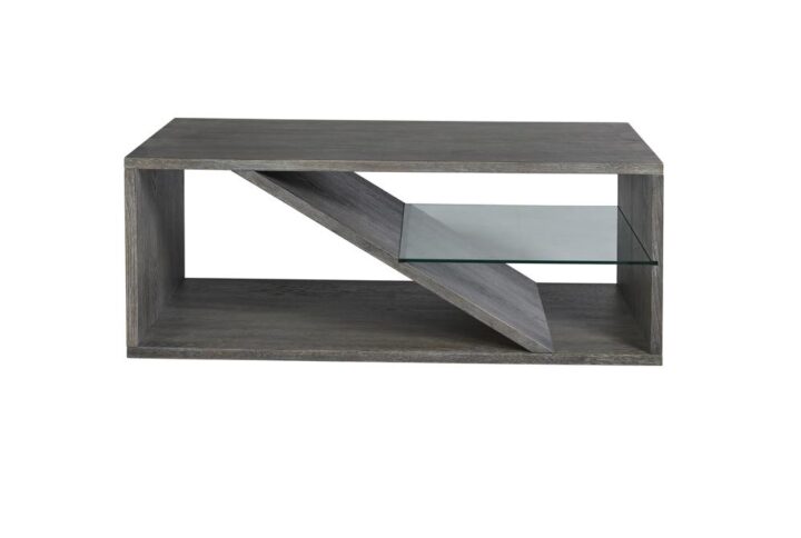 Clean lines with asymmetrical anglesTempered glass shelfSpacious open shelves for storage or display