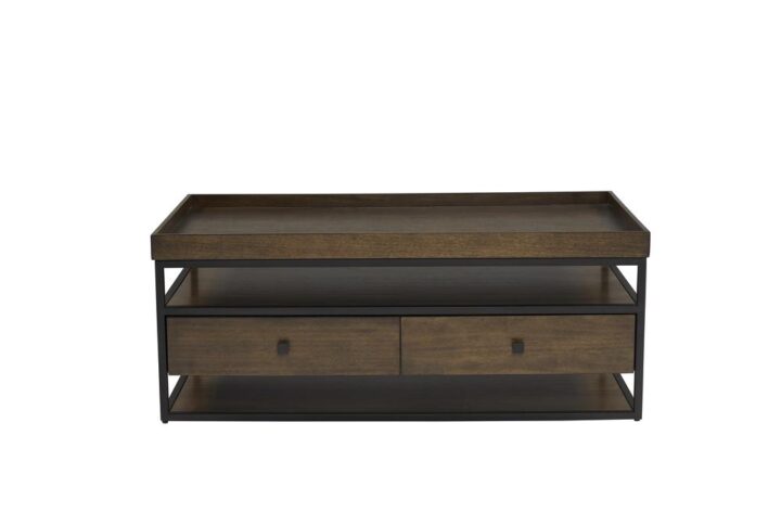 Medium toned Cinnamon finish with black metal frame & hardwareFull open shelves for storage & displayEasy to assemble