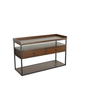 Medium toned Cinnamon finish with black metal frame & hardwareFull open shelves for storage & displayEasy to assemble