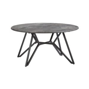 Paladina table top looks like natural gray graniteHPL (High Pressured Laminate) moulded hardboard table top is highly durable & texturedBlack metal base assures stability and compliments perfectly