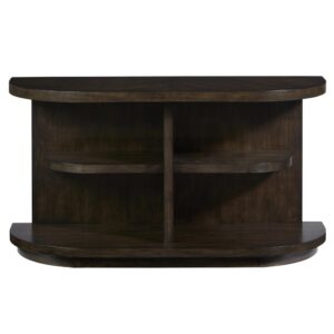 Deep rich sensuous "Sepia" brown finishTwo shelves for added storageBottom open storage