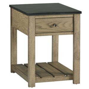 Gorgeous “Urban Oak” finishFeatures electrical & USB portFaux black slate top is practical for any home & easy to maintain