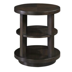 Round shape designLower shelvingDark Chocolate Mahogany finish