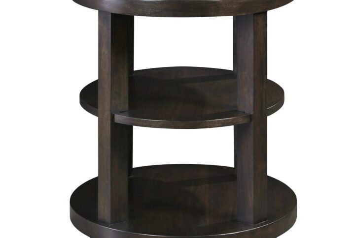 Round shape designLower shelvingDark Chocolate Mahogany finish