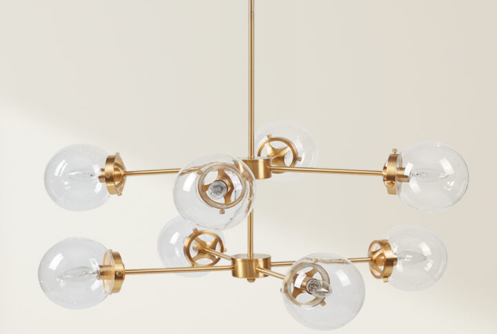 8-Light Metal Chandelier with Globe Bulbs