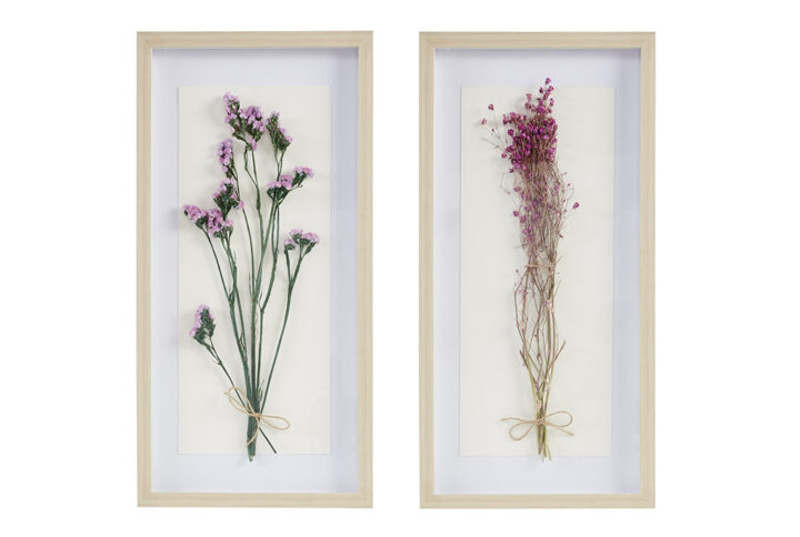 Dried Flower 2-piece Shadow Box Wall Decor Set