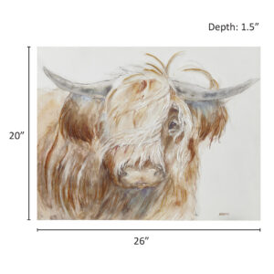 Hand Embellished Highland Bull Canvas Wall Art