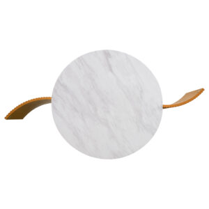 Faux White Marble Round Coffee Table with Storage