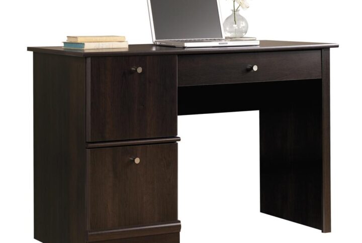 Get motivated and tackle your work with this computer desk from the Sauder Select collection. This home office desk offers plenty of room for your laptop or monitor and other desk essentials on its spacious tabletop surface. This desk with storage also features a flip-down molding with a slide-out keyboard/mouse shelf