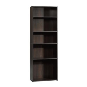 This tall bookcase features five spacious shelves that provide you with the ideal amount of space to store a variety of different items like stacks of books and magazines to organizing bins and office supplies. These large shelves also make a great place to display your favorite home décor items like sweet smelling potpourri