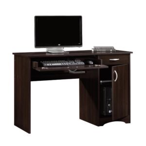 Large drawer/shelf features flip-down panel for keyboard/mouse. Small drawer with metal runners and safety stops. Small drawer with metal runners and safety stops.