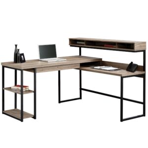 Is your home office or work space in need of a little TLC? Give it a fresh new update with the simplistic style and design of this this L-shaped desk from the Sauder Select collection. Need a little extra room for your abundance of office supplies? No worries – this L-shaped desk provides you with ample desk top space for items like your laptop