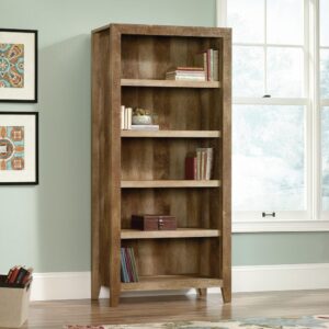 this design looks great in any room. Fill shelving with your favorite books or use it as a display bookcase for your home décor items. The three adjustable shelves allow you to customize this tall bookcase for your specific needs. Store large books and tall décor items with ease. This 5-shelf bookshelf also features slide-on moldings that make for an easy assembly experience. No matter where you need the extra space