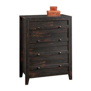 Don't let the lack of storage space get you down. Create the convenient storage options that your bedroom needs without having to sacrifice on style with this 4-drawer chest from the Dakota Pass collection. This 4 drawer chest features four spacious drawers that open and close on smooth metal runners. These large drawers are perfect for stowing away a variety of different items like stacks of denim jeans and your favorite flannels to cozy sweatpants and your collection of t-shirts. It has room for all your things! This chest of drawers also offers a spacious top surface that provides you with a place to store and display items like decorative plants