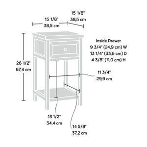 cottage-inspired style with this side table from the Cottage Road® collection. This beautiful end table offers a spacious top surface that provides you with the ideal amount of room for anything from a chic accent lamp and a jar full of seashells to photos from your family vacation and a spot to set your cup of joe while you relax. It features a convenient storage drawer that opens and closes on smooth metal runners for easy access storage of around home essentials like the TV remote and your collection of notepads and pens. It also includes a lower open shelf for additional storage and display. Its simple design