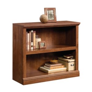 Need a place to put your collection of books or work binders? This 2-shelf bookcase from the Sauder Select collection is perfect for storing and displaying everything from novels to family heirlooms. This handsome display bookcase features a large adjustable shelf that is ideal for storing and displaying anything from your collection of favorite books and magazines to decorative plants and photos of your family and friends. This small bookshelf has room for all your stuff! The adjustable shelf can move to different heights to create flexible storage options. This 2-shelf bookshelf features a spacious top surface that provides you with an additional spot to display home décor items like an accent lamp