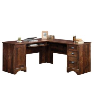 Give your home office a casual cottage aesthetic with this L-shaped computer desk from the Harbor View® collection. Finished in Curado Cherry®