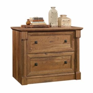 Elegant style and organization – that is what you will get with this lateral file from the Palladia® collection. This handsome file cabinet features two drawers that open and close on smooth full extension slides. Each drawer accommodates letter