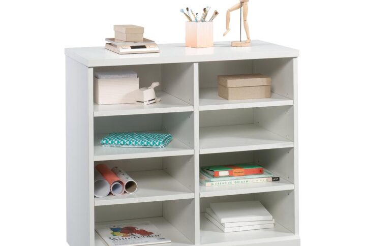 Organization an issue? Look no further – this storage cabinet from the Craft Pro Series® is the solution for you! This open storage cabinet features six adjustable shelves so you can store and display anything from scrapbook paper and stamps to sewing needles and thread. This shelving has a place for all your crafting and sewing tools