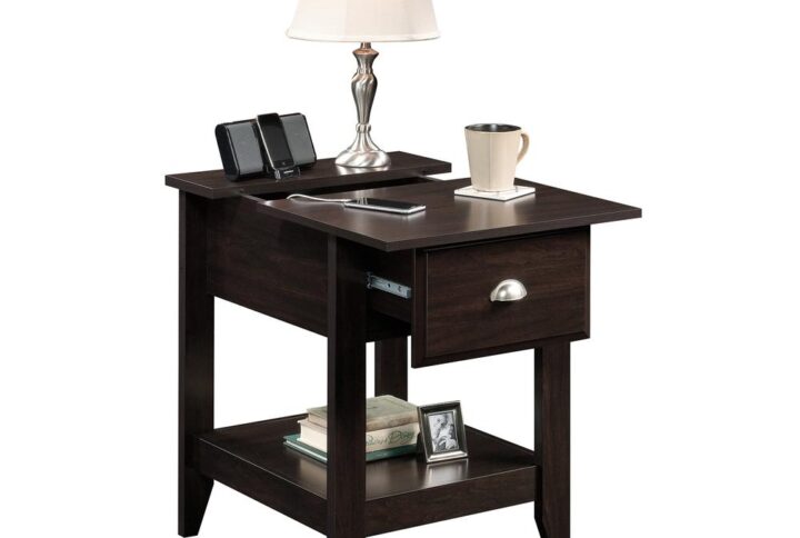 What's better than a side table with a ton of storage and a spot to charge your phone? Not much! Check out this SmartCenter® side table from the Shoal Creek® collection. The top slides open to reveal a charging station with a power strip containing two outlets and two USB ports. The charging station is ventilated to improve air flow and extend component life. The top provides full-length cord pass-through for easy table-top charging of cell phones