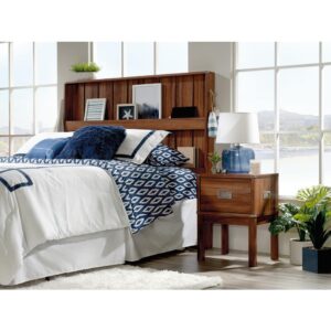 this queen bed headboard features a hanging hook for convenient storage of items like your purse or neckties. This headboard easily attaches to any queen size bed to give you a completed look