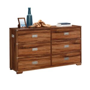 There is no such thing as having too much storage space in your bedroom. Give your bedroom the additional storage space it needs while adding the style that you love with this dresser from the Vista Key® collection. This double dresser features six large drawers that open and close on smooth metal runners for easy access storage of a variety of different items such as stacks of denim jeans and your favorite blouses to your collection of t-shirts and all your cozy sweatpants. There's a place for all of your things! Each drawer front is accented with decorative hardware that is sure to stand out in your home. It's spacious top surface provides you with additional space to store and display other various bedroom items like an accent lamp