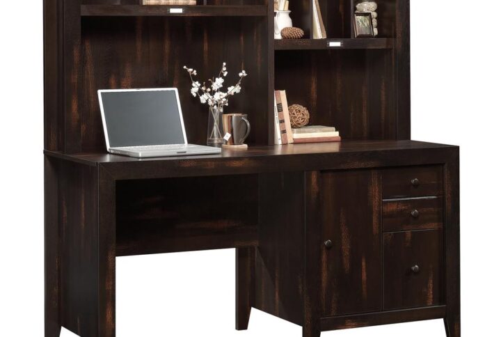 Transform your room into a rustic office with this computer desk with hutch from the Dakota Pass® collection. Computer desk with storage has a spacious tabletop that provides ample room for your laptop