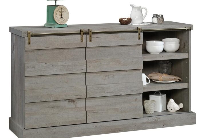 Rustic-inspired beauty – yes please! Update the look of your home with the beautiful style and charming design of this credenza from the Cannery Bridge® collection. This handsome stand accommodates up to a 60" TV