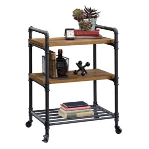 Industrial-inspired style that can roll with you. Add unique design and beauty to any room in your home with this multi-purpose cart from the Iron City® collection. This industrial rolling cart features three spacious open shelves that are ideal for storing and displaying an array of different items like your favorite novels