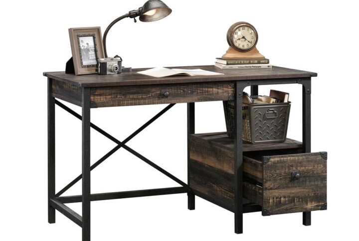 Rustic-inspired style is just what you need to get motivated for your next big project. Update your home office or workspace with the one-of-a-kind design and beauty of this desk from the Steel River® collection. Its spacious top surface provides you with the room you need for all your desk essentials like your laptop