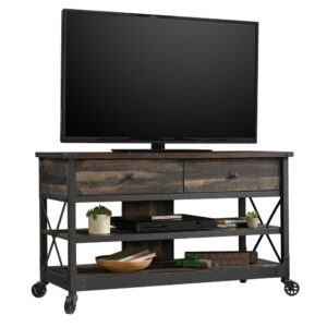 Beautify your living room or entertainment space with the industrial-inspired style and design of this TV stand from the Steel River® collection. This media console accommodates up to a 55" TV