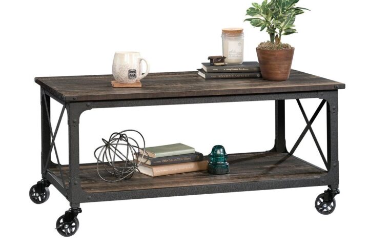 The center of attention in your living room should stand out from the rest! Add beautiful style and unique design to your home with this coffee table from the Steel River® collection. This industrial-inspired coffee table offers a spacious top surface that provides you with all the room you need for items like coasters