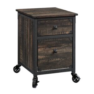 pens and folders. This filing cabinet also features a lower drawer with full extension slides that can hold letter-size hanging files so you can keep all your papers organized and in a safe spot. It also includes casters for mobility so it can move where you need it. This pedestal file cabinet features a textured