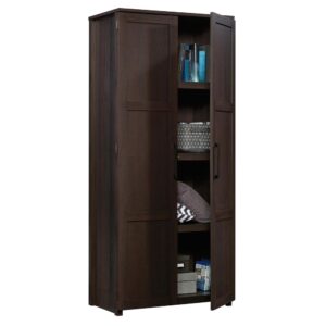 framed panel doors is a spacious hidden storage area that provides you with ample room for all your miscellaneous storage needs. It includes four fixed shelves that are ideal for storing and organizing a wide variety of items likes cleaning supplies