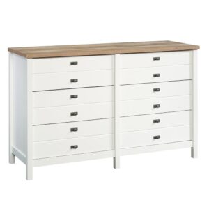 from stacks of slacks and button-up shirts to your collection of leggings and cozy sweatshirts. Each drawer is detailed with attractive hardware that gives it an extra touch of style. Its spacious top surface provides you with additional space to store other bedroom essentials and display home décor items like an accent lamp