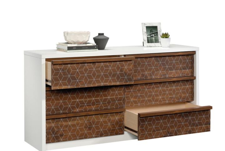 Organization and style all in one. Give your bedroom a touch of modern-inspired style with this dresser from the Harvey Park® collection. This beautiful bedroom dresser features six spacious drawers that open and close on smooth metal runners. These six drawers provide you with ample space to store a variety of different items like stacks of slacks and your favorite blouses to cozy sweaters and your favorite pajama pants. There is room for all your stuff! This 6-drawer dresser also offers a large top surface that provides you with even more space to store bedroom essentials and home décor items like your makeup bag