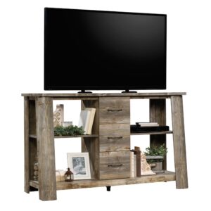 Add a touch of rustic-inspired style to any room in your home with this credenza from the Boone Mountain collection. This TV credenza accommodates up to a 60" TV