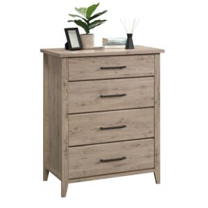 There is no such thing as having too much storage space in your home. Give your bedroom the additional storage space it needs while adding a touch of the style you love with this 4-drawer chest from the Summit Station® collection. This bedroom dresser features four drawers that open and close on smooth metal runners for convenient storage of a variety of items like stacks of denim jeans and your favorite tops to cozy sweatpants and your collection of sweatshirts. The three lower drawers are extra deep so you can stow away even more! This chest of drawers offers a spacious top surface that is ideal for storing and displaying items like decorative plants