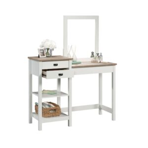 Calling all beauty lovers! Never misplace your hair or makeup products again. Store all your beauty essentials in one place with this bedroom vanity from the Cottage Road® collection. This makeup vanity with mirror offers a spacious