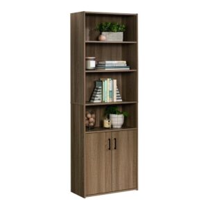 Are you beginning to run out of storage space in your home? No worries. We've got you covered! Create the additional storage options you need all while adding the style that you love with this bookcase with doors from the Beginnings® collection. This storage cabinet offers spacious open shelving that includes four shelves that are perfect for storing and displaying a variety of different items like books