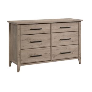 Is your bedroom running out of room for your abundance of clothes and accessories? We've got you covered. Create the additional storage space your bedroom needs without having to sacrifice on the style you love with this double dresser from the Summit Station® collection. This bedroom dresser features six drawers that open and close on smooth metal runners for convenient storage of a variety of different items like stacks of button-up flannels and denim jeans to cozy sweatpants and your favorite pajamas. The four lower drawers are extra deep so you can store even more! The bedroom furniture storage also offers a spacious top surface that provides you with room to store and display items like an accent lamp