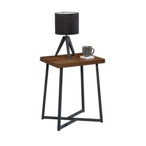 Add a simple touch of industrial style and design to any room in your home with this metal and wood side table from the Canton Lane® collection. This square side table features a strong