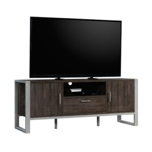 Time for an entertainment upgrade? Give your home a fresh new look with the contemporary style and modern design of this TV credenza form the Rock Glen collection. This TV stand with doors accommodates up to a 65" TV so you can invite all your family and friends over for the next big game. The cubby storage area can be used to store audio and video equipment or display home décor like knick-knacks and framed photos. The media credenza features a storage drawer that opens and closes on smooth metal runners to conveniently store items like books and board games. Plus