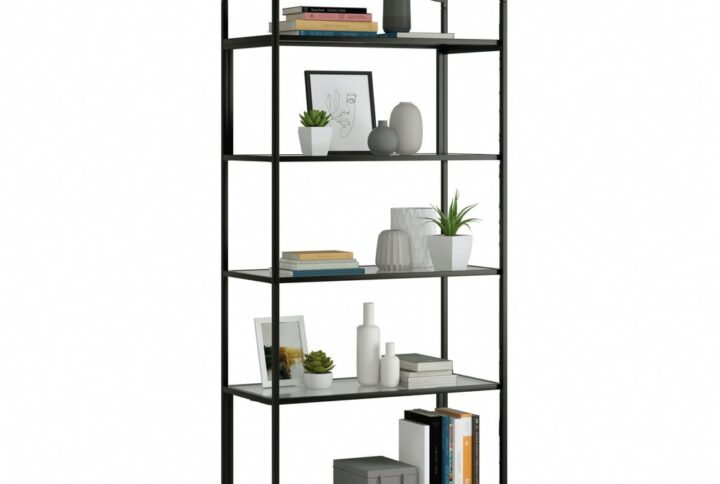 Storage that makes a statement. Create a one-of-a-kind look in your home when you add the sophisticated style and modern design of this bookcase from the Harvey Park® collection. This tall bookcase features five open shelves