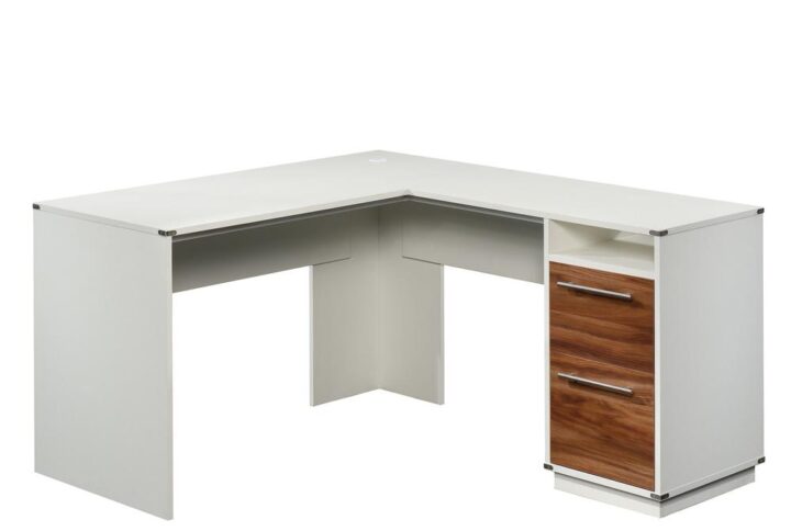 Time to upgrade your office? Create the functional workspace of your dreams while adding a touch of style with this L-shaped desk from the Vista Key® collection. This home office desk offers a spacious top surface with ample room for desk essentials like notepads