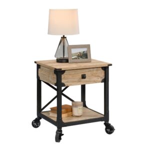 Give your living room a touch of rustic style and design with this metal and wood side table from the Steel River® collection. This industrial side table offers a spacious top surface to set couch side items like accent lamps