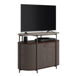 Every piece of furniture in your home should be brag-worthy—show off the incredible style and inherent functionality of this metal TV stand from the Radial® collection. This TV stand accommodates up to a 40" TV weighing 50 lbs. or less or creates extra display options for a lamp