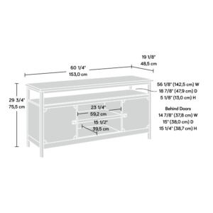 making it the perfect spot to gather around to binge watch your favorite new series or have a movie marathon with your friends. The entertainment credenza's open storage offers a great spot for video and audio equipment