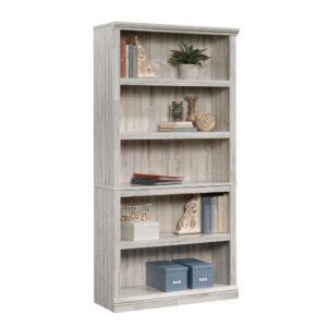 Store it or display it. Create a designated space in your home for all your things without having to sacrifice on the style that you love with this 5-shelf bookcase from the Sauder Select collection. This living room bookcase features five large shelves that provides you with an endless amount of space to store a variety of items like your collection of gardening magazines